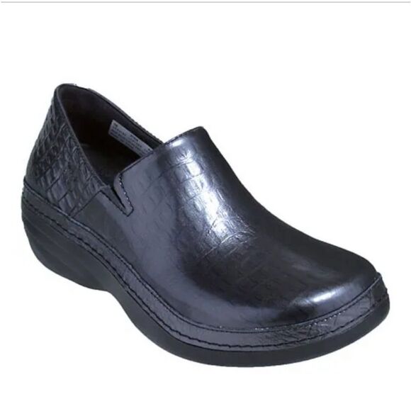 Timberland Black 87539 Embossed Leather Comfort Clog Shoe 6 - Picture 9 of 10